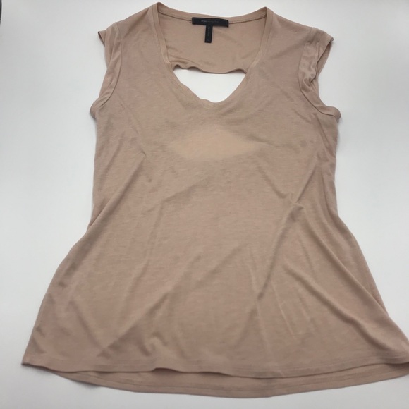 BCBGMAXAZRIA| Twist V Neck Back Cut out Tee Blush - Picture 9 of 15